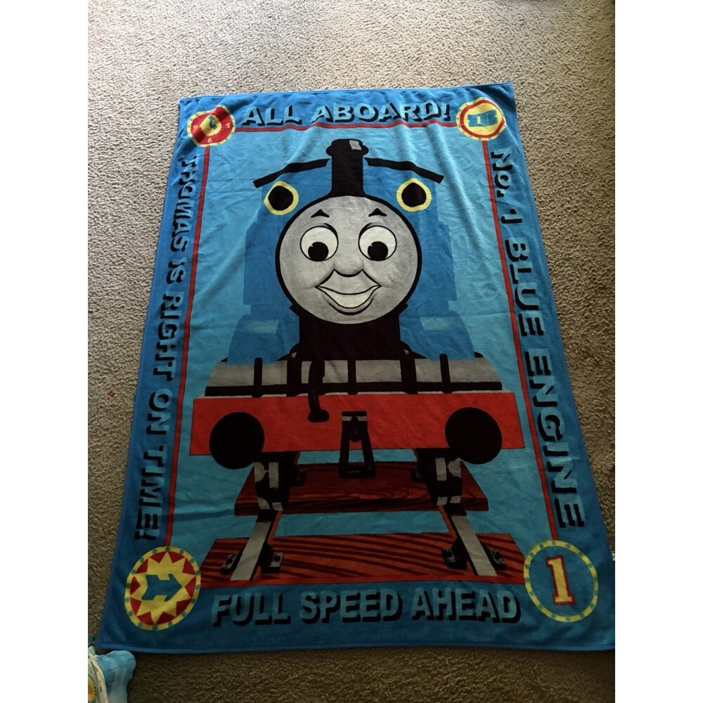 Vtg 2005 Thomas The Tank Train Engine Blanket Plus Throw Blanket 48" x 63"